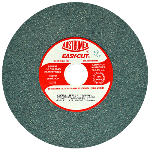 RUEDA AUSTROMEX 244 VITRIFICADA PARA ESMERILADO DE CARBURO DE TUNGSTENO EASYCUT TIPO 1 DIMENSION 200X25X25.40 ESPECIFICACION C100LV  image number null