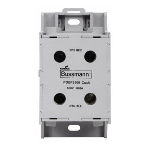BLOQUE DE CONTACTOS BUSSMANN PDBFS500 DE TERMOPLASTICO GRIS IP20 620 A 350 KCMIL  image number null