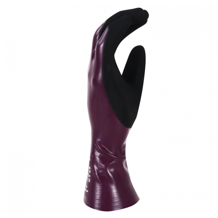 GUANTE ATG DE NITRILO MORADO CNYLON Y LICRA FORRO SIN COSTURA ANTI DERRAPANTE EN LA PALMA Y DEDOS TM  image number null