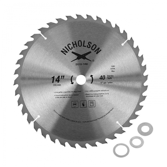 DISCO NICHOLSON DI51614NI SIERRA CARB MADE 14 IN 40 DTS EJE 1 IN  image number null