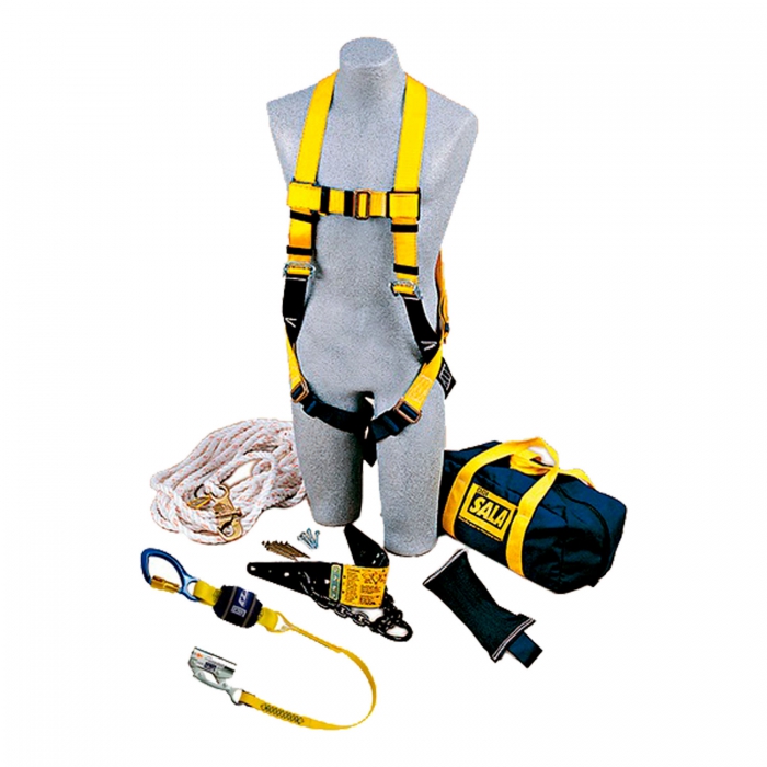 KIT DE PROTECCION DBI SALA PTECHADORES CARNES ANCLAJES CUERDA DE 50 FT ESLINGA DE 3 FT CONTRAPESO Y MALETA CAP 141 KG  image number null