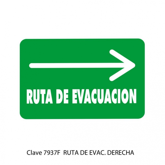SENAL SABLON 7937F RUTA DE EVACUACION DER 22.8X15.2 VERDE IMPRESO BLANCO  image number null