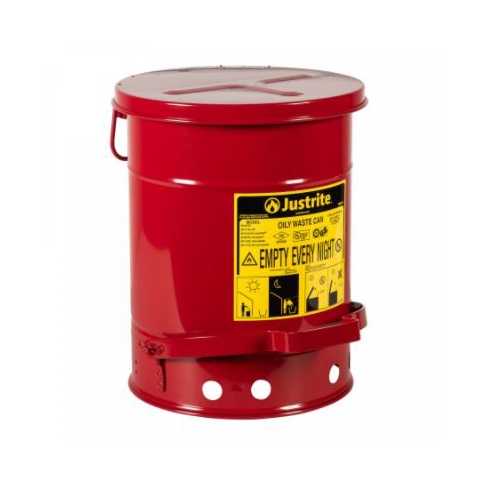 BOTE JUSTRITE 09108 DE ACERO GALVANIZADO ROJO PDESECHOS ACEITOSOS 6 GAL CIERRE AUTOMÁTICO CON PEDAL  image number null