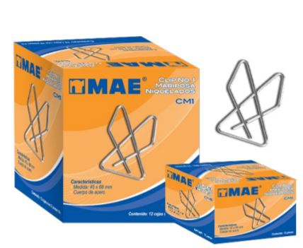 CLIP MAE CM1 MARIPOSA NO.1 PAQUETE CON 12 CAJAS DE 12 PZAS CU  image number null