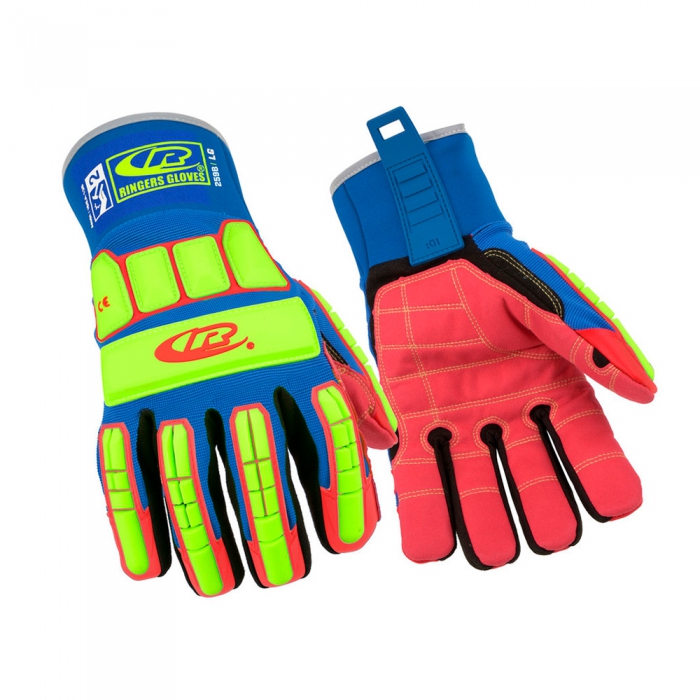 GUANTE DE IMPACTO ROUGHNECK RINGERS GLOVE NIVEL DE CORTE 5 ANSI TECNOLOGIA TPR PIEL SINTETICA CON KEVLAR CAPA A PRUEBA DE LIQUIDOS ALTA VISBILIDAD TL  image number null