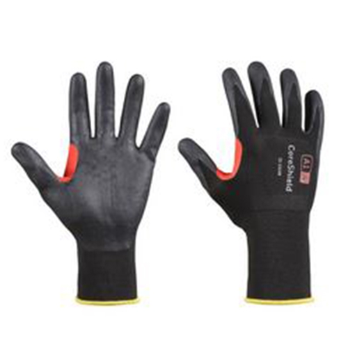 GUANTES CORESHIELD FORRO DE NAILON NEGRO CALIBRE 18 CREVESTIMIENTO DE MICROESPUMA DE NITRILO NEGRO TS  image number null