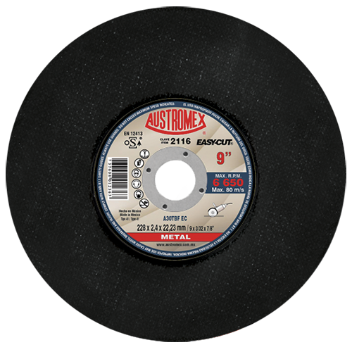 DISCO AUSTROMEX 2116 PARA CORTE DE METAL TIPO 41 DIMENSION 228X2.4X22.23 ESPECIFICACION A30TBF EC  image number null
