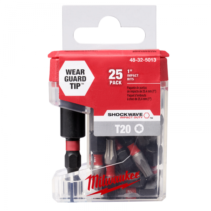 BROCA DE DESTORNILLADOR MILWAUKEE 48325013 CON PORTABROCASCCT20 POWER BITS DE 1 IN 25 POR PAQUETE  image number null