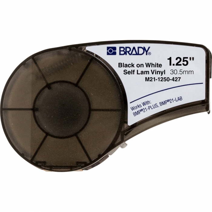 CARTUCHO BRADY DE ETIQUETA DE VINIL AUTO LAMINABLE BLANCO CTINTA NEGRA 1.25 IN X 14 FT  image number null