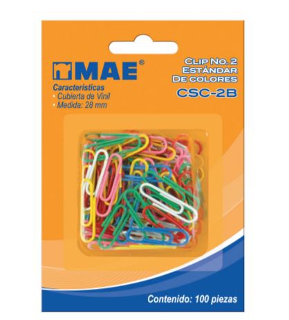 CLIP MAE CSC2B ESTANDAR 28 MM DE COLORES CON 100 PZAS  image number null