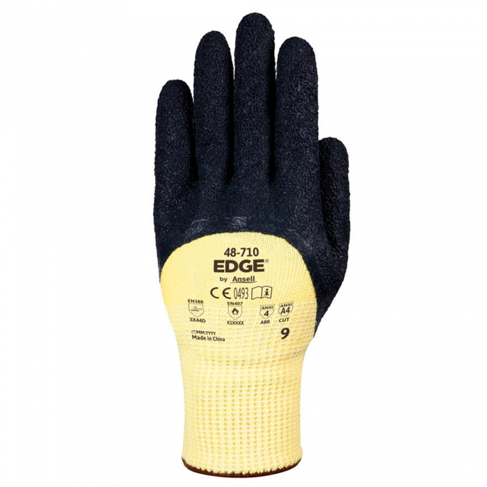 GUANTE ANSELL DE HDPENYLONPOLIESTER FIBRA DE VIDRIOPARA ARAMIDA RECUBRIMIENTO DE LATEX AMARILLONEGRO T7  image number null