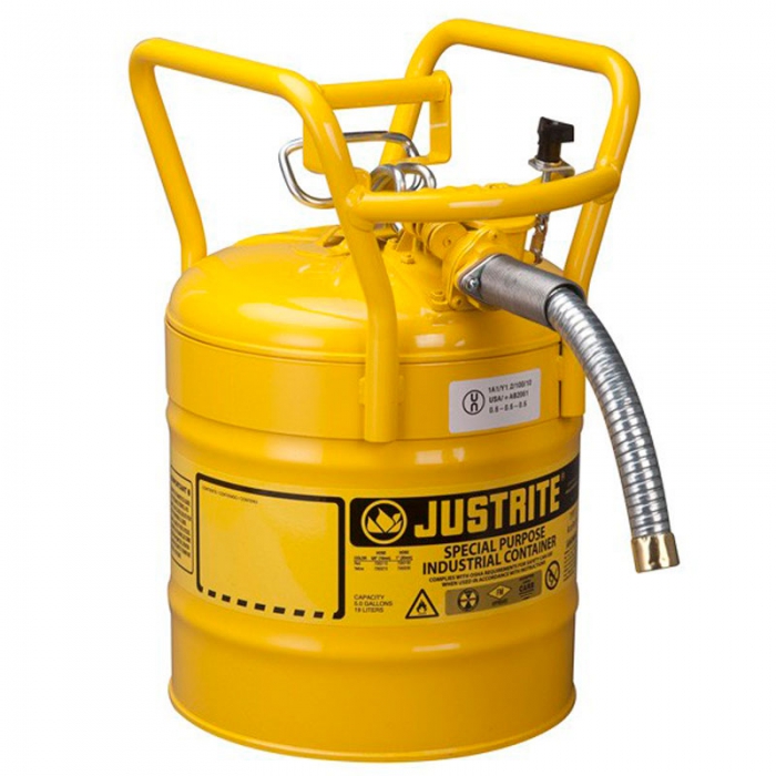 BIDON DE SEGURIDAD JUSTRITE ACCUFLOW TIPO II DE ACERO AMARILLO CAP 5 GAL CMANGUERA  image number null