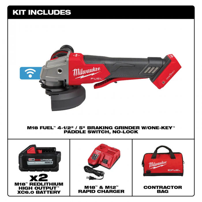 KIT MILWAUKEE 288222 DE ESMERIL CON FRENO M18 FUEL  image number null