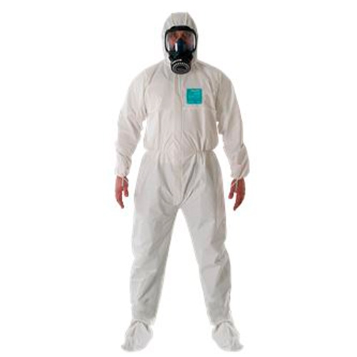 OVEROL ALPHATEC 2000 STANDARD DE POLIPROPILENO MICROPOROSO BLANCO NO TEJIDO CCAPUCHA Y CUBRE BOTA T2XL  image number null