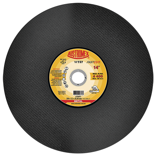 DISCO AUSTROMEX 737 PARA CORTE DE METAL HUECOS TIPO 41 DIMENSION 350X3.2X25.40 ESPECIFICACION A30RBF3  image number null