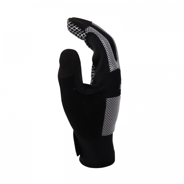 Guante Mcr Palma y Dedos de Cuero Sintetico Silicon en Forma de Telaraña Negro con Plateado Mod MultiTask TL  image number null