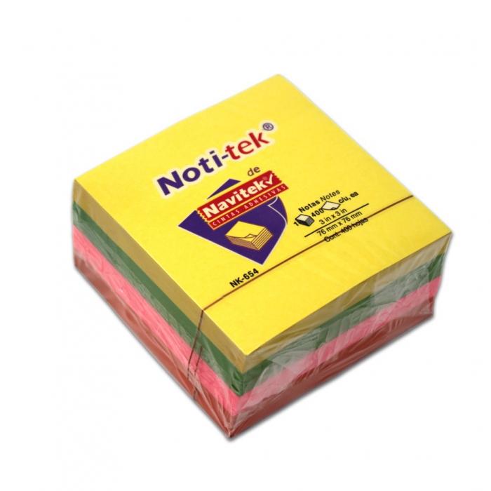 Block Notitek de Notas Adhesivas 4 Amarillo Neon 4 Verde Neon 4 Rosa Neon 6 Block100 Hojas Cu 3x3in  image number null