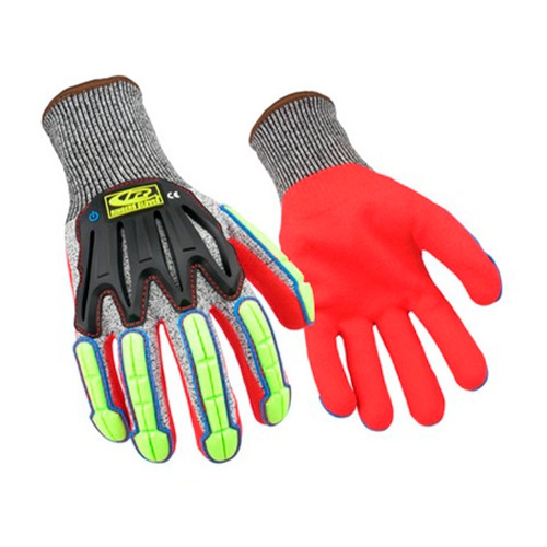 Guante Impacto Ringers Glove RFlex Nivel de Corte D Tecnologia Tpr Recubierto Nitrilo Arenoso GrisRojo TL  image number null