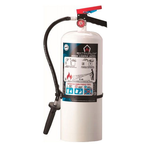 EXTINTOR PORTATIL EXTINFLAM DE ACERO AFFF BLANCO DE ESPUMA CAPACIDAD 9 LITROS  image number null