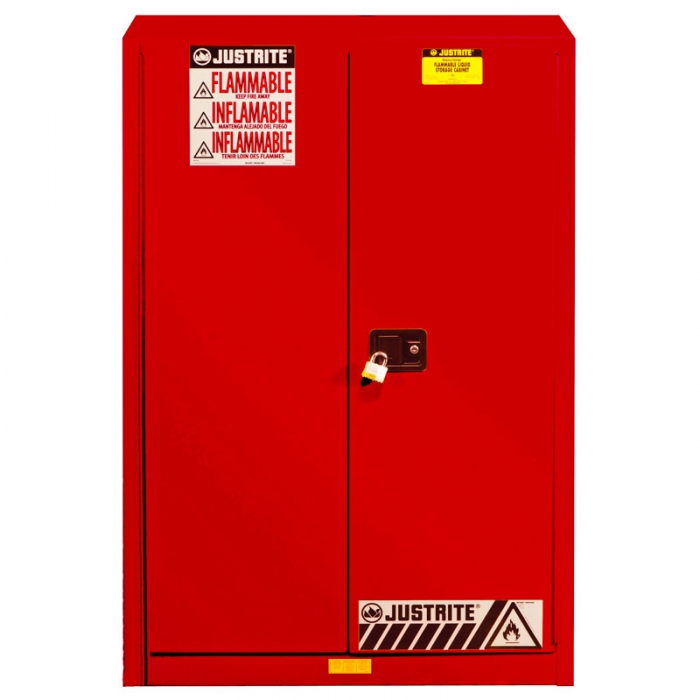 GABINETE JUSTRITE DE ACERO CR ROJO CAL 18 DE 65 X 43 X 18 IN CAPACIDAD DE 45 GAL C2 PUERTAS PDESECHOS INFLAMABLES  image number null