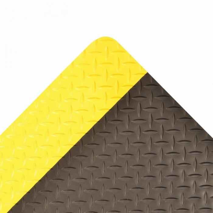 TAPETE ANTIFATIGA NOTRAX SADDLE TRAX 979 DE VINILO NEGRO C/AMARILLO DE 1 IN X 4 FT X 25 FT  image number null