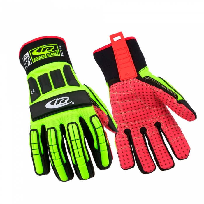 GUANTE DE IMPACTO RINGERS GLOVE ROUGHNECK TEFLOC RESISTENTE AL CORTE 2 ANSI TECNOLOGIA TPR ALTA VISIBILIDAD T-XS  image number null