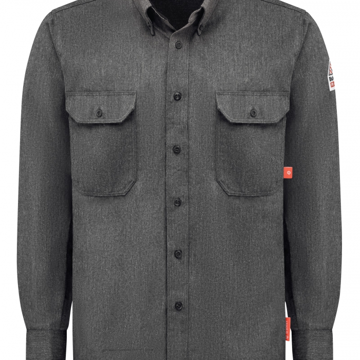 CAMISA BULWARK SERIE IQ RESISTENTE A LAS LLAMAS 5.5 OZ 50% ARAMIDA/25% LYOCELL/25% MODACRLICO GRIS ARC RATING ATPV 8.5 CAL/CM2 T-2XL  image number null