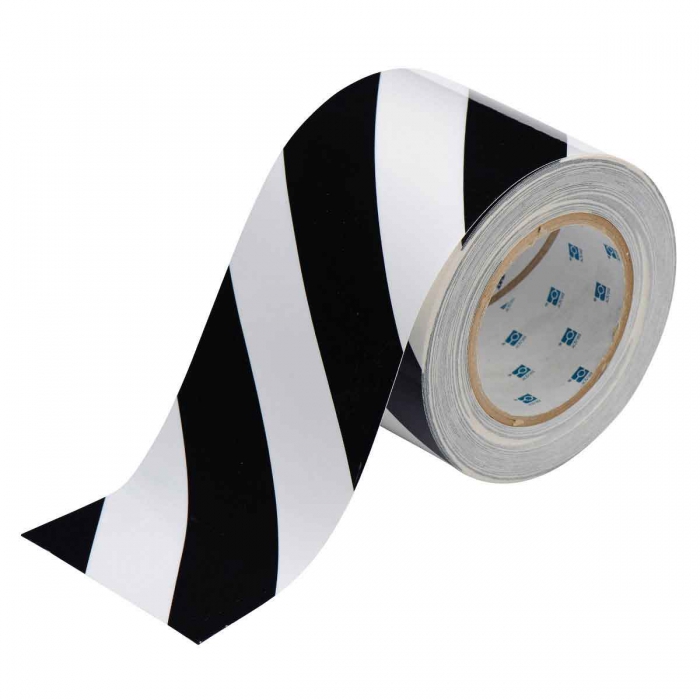 CINTA BRADY TOUGHSTRIPE DE POLIESTER NEGROBLANCO 4 IN X 100 FT  image number null