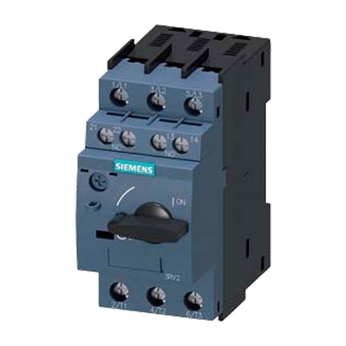 INTERRUPTOR AUTOMATICO SIEMENS 3RV20111DA15 TAMAÑO S00 PARA PROTECCION DE MOTORES CLASE 10 DISPARADOR POR SOBRECARGA CON RETARDO SEGUN INTENSIDAD 22...32 A DISPARADOR DE CORTOCIRCUITO 42 A BORNE DE TORNILLO PODER DE CORTE ESTANDAR CON BLOQUE DE CONTACTOS AUXILIARES TRANSVERSAL 1 NA1 NC  image number null