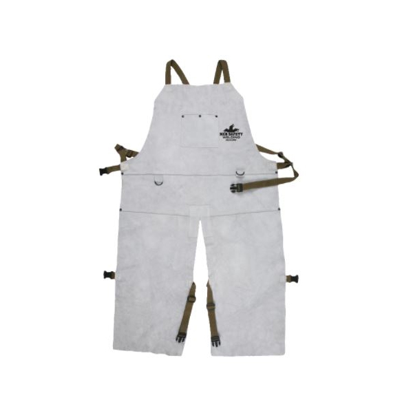 DELANTAL PSOLDADOR MCR DE PIEL GRIS CDIVISION EN PIERNAS COSTURAS DOBLES DE KEVLAR (CHAPARRERA) DE 24 X 42 IN  image number null