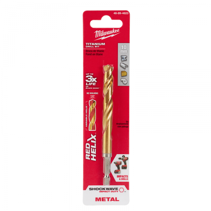 BROCA MILWAUKEE 48894823 METRICAS DE TITANIO SHOCKWAVE RED HELIX 10MM  image number null