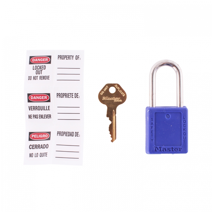 CANDADO MASTER LOCK AZUL LLAVE DIFERENTE  image number null