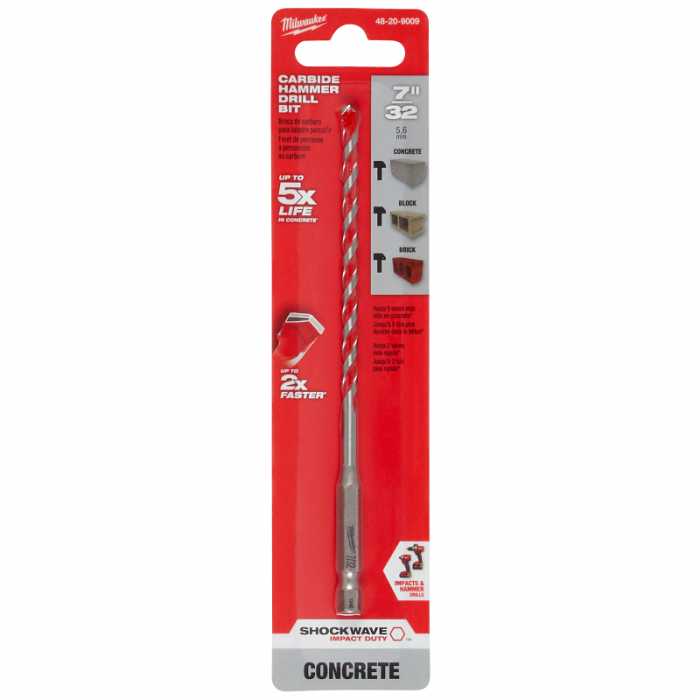 BROCA MILWAUKEE 48209009 CON PUNTA DE CARBURO 732IN X 4IN X 6IN  image number null