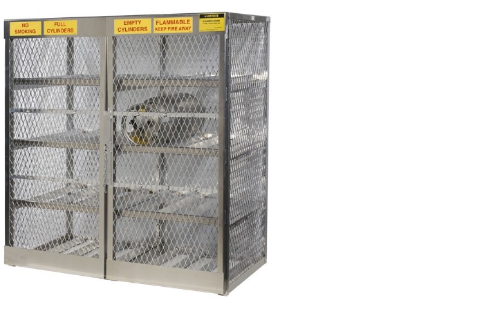 ARMARIO JUSTRITE DE ALUMINIO GRIS P16 CILINDROS DE GAS CAPACIDAD DE 20 A 33 LBS  image number null