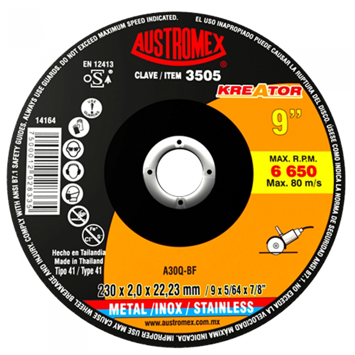 DISCO AUSTROMEX 3505 DE CORTE 2 EN 1 PARA ACERO AL CARBON Y ACERO INOXIDABLE  image number null
