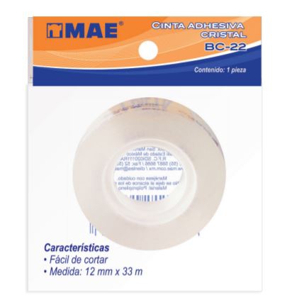 CINTA MAE BC22 CRISTAL EN BOLSA COLGANTE 12 MM X 33 M  image number null