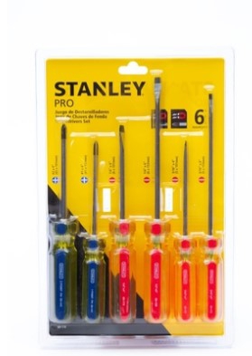 JUEGO DE 6 DESARMADORES STANLEY PRO 4 PUNTAS EST&Aacute;NDAR 2 PUNTAS PHILLIPS  image number null
