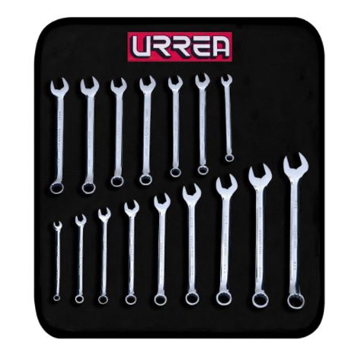 JUEGO URREA 1200FC DE 16 LLAVES COMBINADAS 12 PUNTAS EN PULGADAS Y METRICAS  image number null