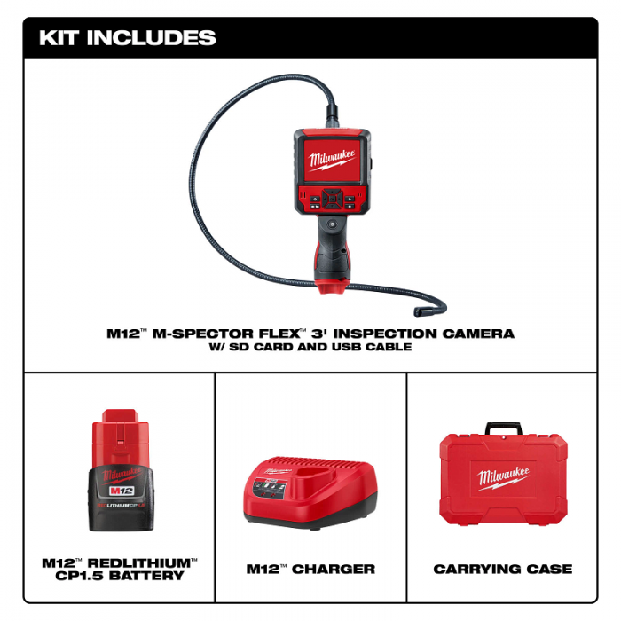 KIT CAMARA MILWAUKEE 231521 DE INSPECCION MSPECTOR FLEX 9FT  FT M12  image number null