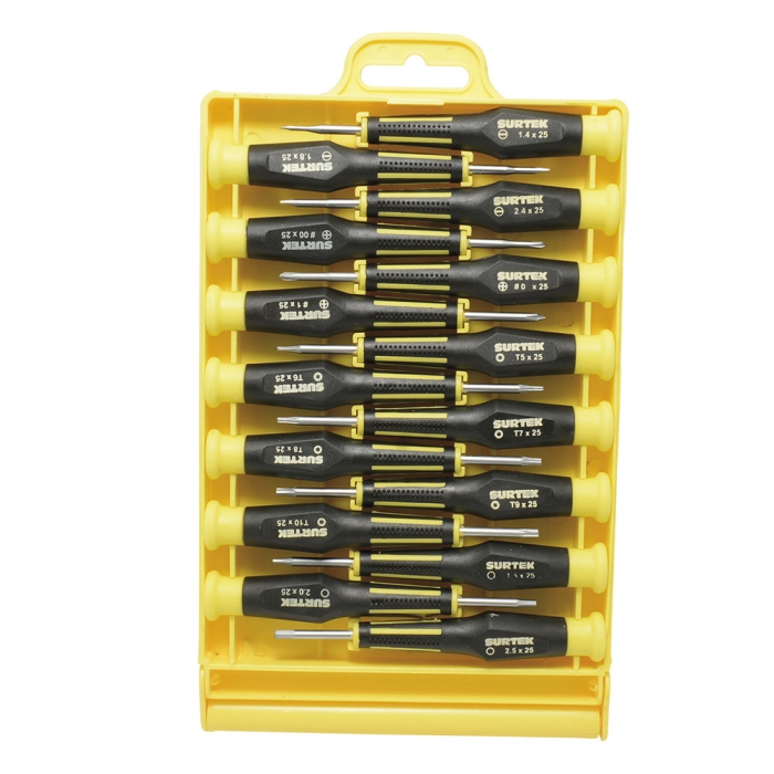 JUEGO SURTEK DJY0 DE 15 DESTORNILLADORES DE PRECISION COMBINADO  image number null
