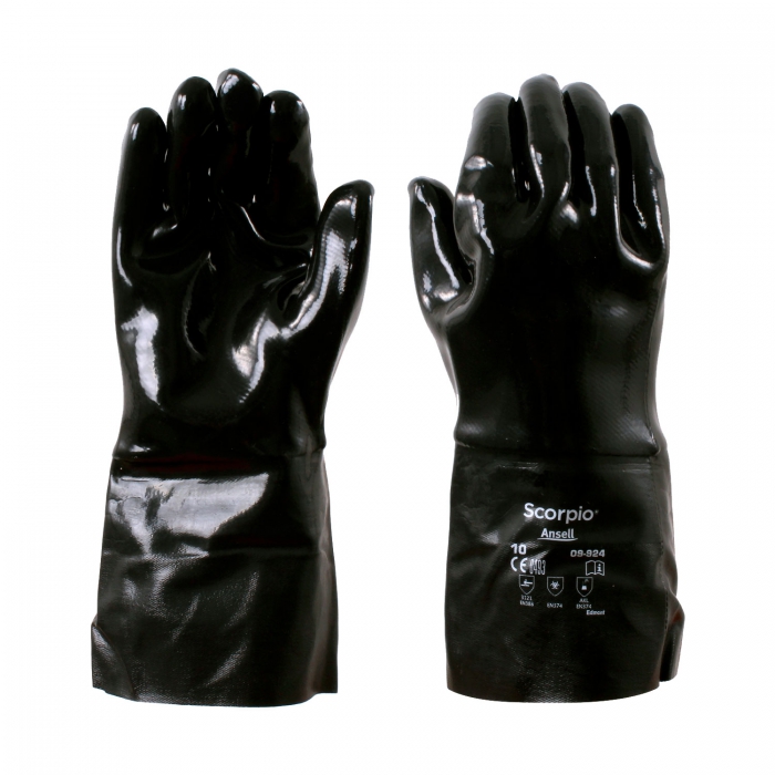 GUANTE ANSELL SCORPIO NEOPRENO RESISTENTE A QUIMICOS 14 IN NEGRO T10  image number null