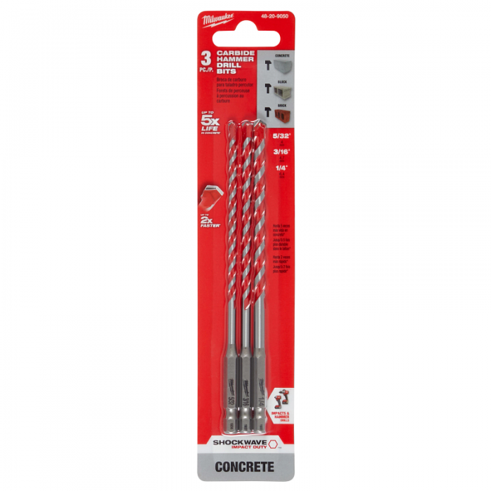 JUEGO MILWAUKEE 48209050 DE 3 PIEZAS BROCAS CON PUNTA DE CARBURO  image number null
