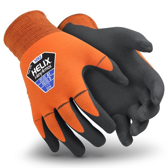 Guante Hexarmor Helix 1092 de Nylon Naranja CRecubrimiento de Espuma de Nitrilo Negro TXs  image number null