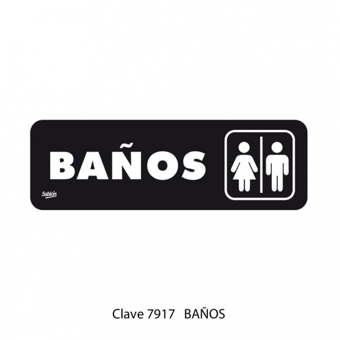 SENAL SABLON 7917 BA&Ntilde;OS 23X7.5 NEGRO IMPRESO BLANCO  image number null