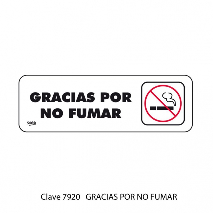 SENAL SABLON 7920 NO FUMAR 23X7.5 BLANCO IMPRESO NEGRO  ROJO  image number null