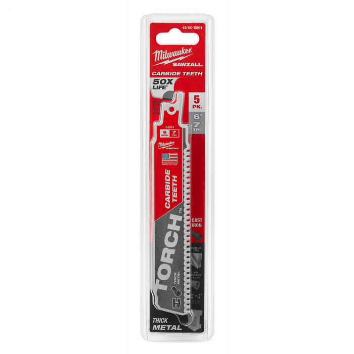 HOJAS DE CARBURO MILWAUKEE 48005501 SAWZALL TORCH 6IN  image number null