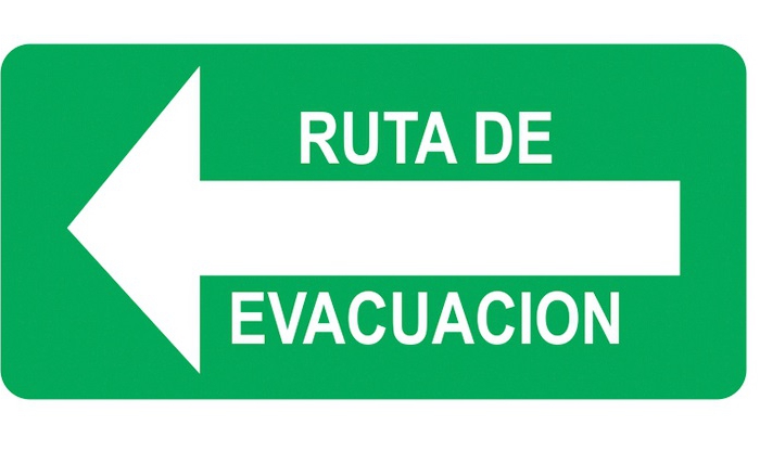 Señal Vallen de Estireno Fotoluminiscente de 20 X 30 Cm CFlecha Izquierda y Leyenda Ruta de Evacuacion  image number null