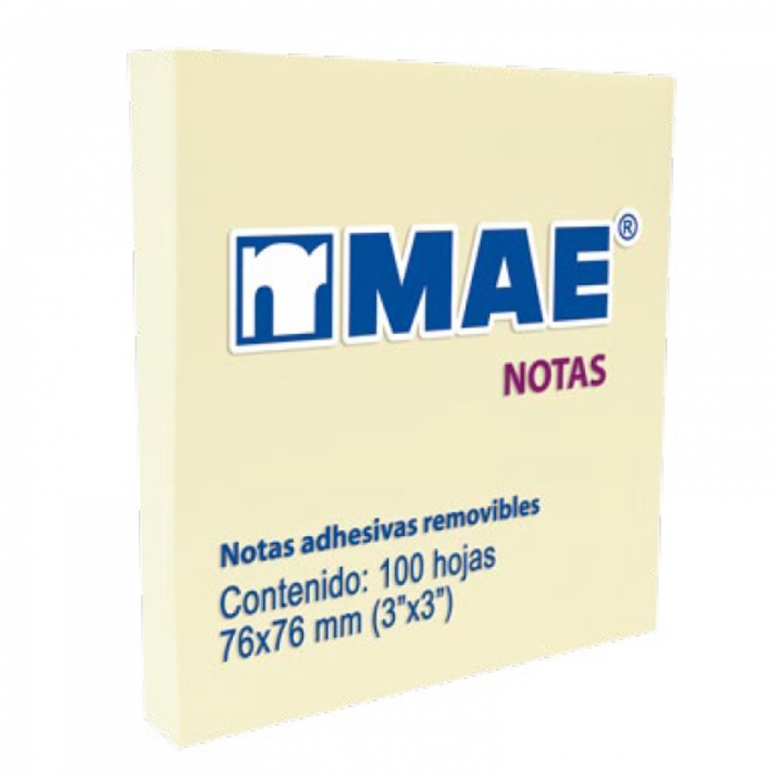 NOTAS ADHESIVAS MAE 21007 AMARILLO DE 3 IN X 3 IN C100 HOJAS  image number null