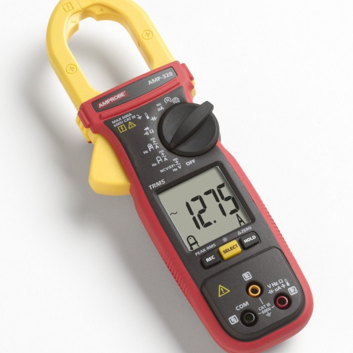 PINZA AMPROBE AMP320 DE HASTA 600A CORRIENTE ALTERNA Y DIRECTA MEDICION DE ROTACION DE FASES MICROAMPERS Y TEMPERATURA POR CONTACTO  image number null