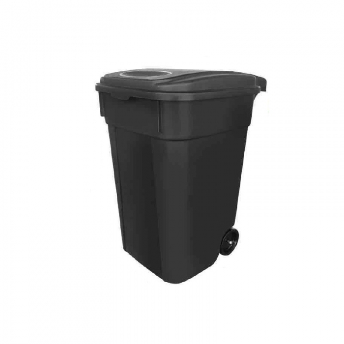 CESTO CON RUEDAS SABLON 8895NE DE PLASTICO NEGRO ASA CON TAPA CAPACIDAD DE 145 L  image number null